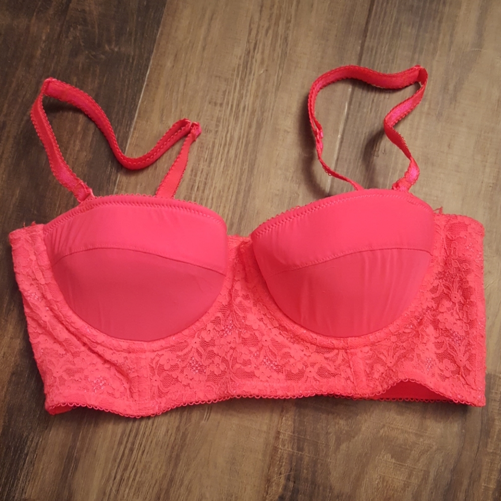 Aerie Coral Lace Bra Top/Bustier